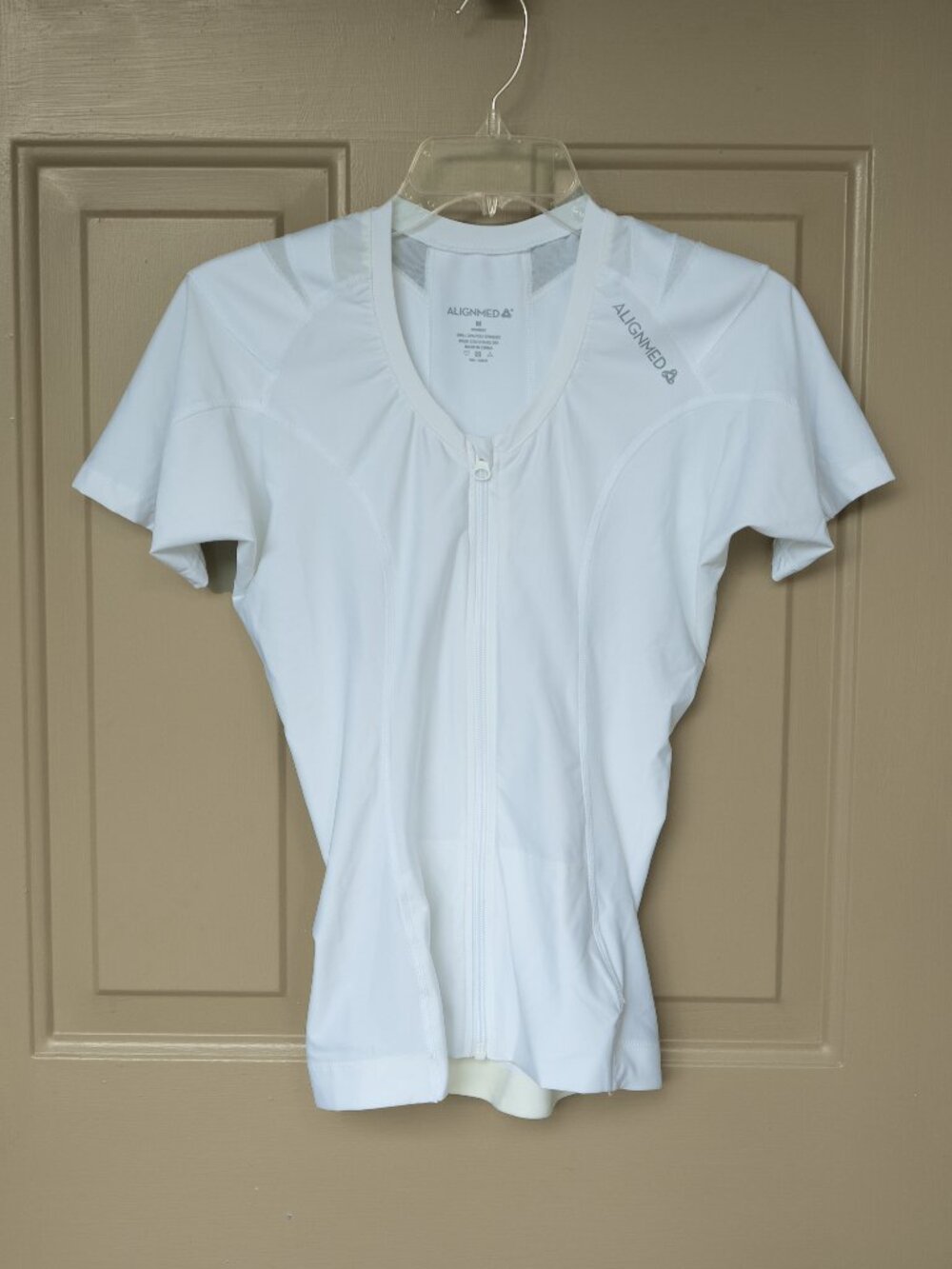 AlignMed Posture Shirt Womens White Zip Up Support Compression Vented Power Mesh